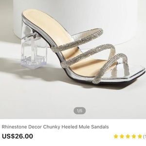 Rhinestone chunky heeled sandals